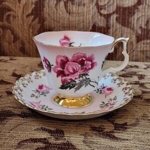 Royal Albert American Beauty Tea Cup & Saucer Bone China Made in England